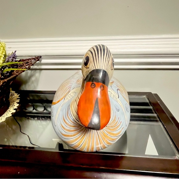 Large Vintage Tonala Mexican Duck Made in Mexico Hand Crafted & Painted Pottery - Picture 2 of 10